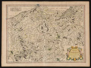 ingekleurde kaart prinsbisdom Luik, 1667, papier