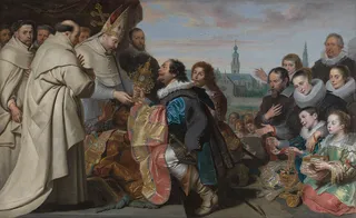 Der heilige Norbert empfängt die Monstranz und die liturgischen Geräte, die vor den Anhängern Tanchelms verborgen worden waren