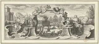 Vignet met feesten te Frankfurt ter ere van de kroning van Frans I Stefan tot keizer, 1745