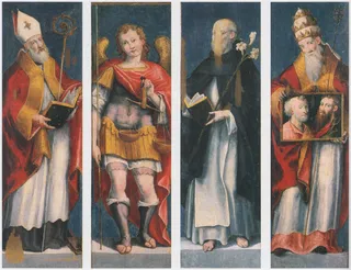 Sant'Agostino, san Michele Arcangelo, san Domenico e il beato Urbano V