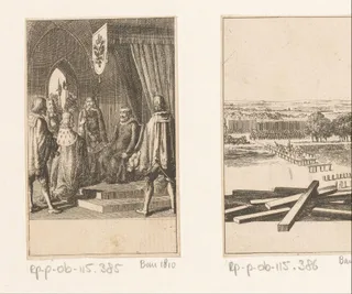 Ottokar II van Bohemen knielt voor Rudolf I van Habsburg