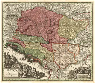 1727 map of the Kingdom of Hungary by Seutter